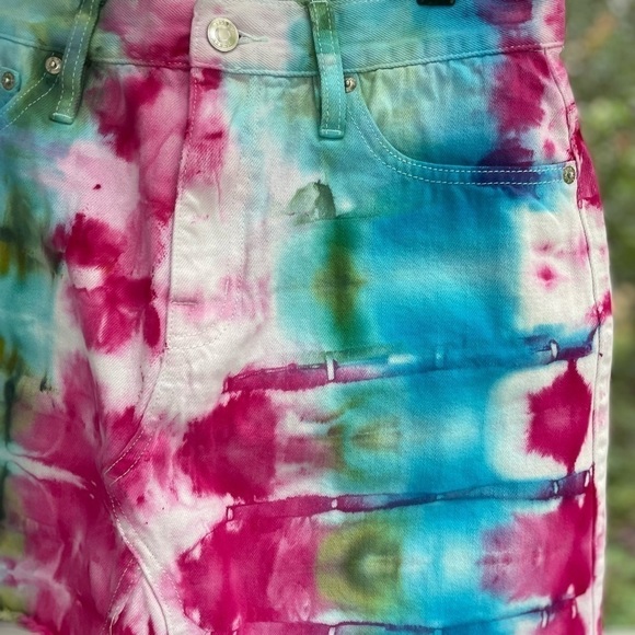 J Crew denim skirt hand crafted tie dyed. Size 30W - Picture 5 of 6